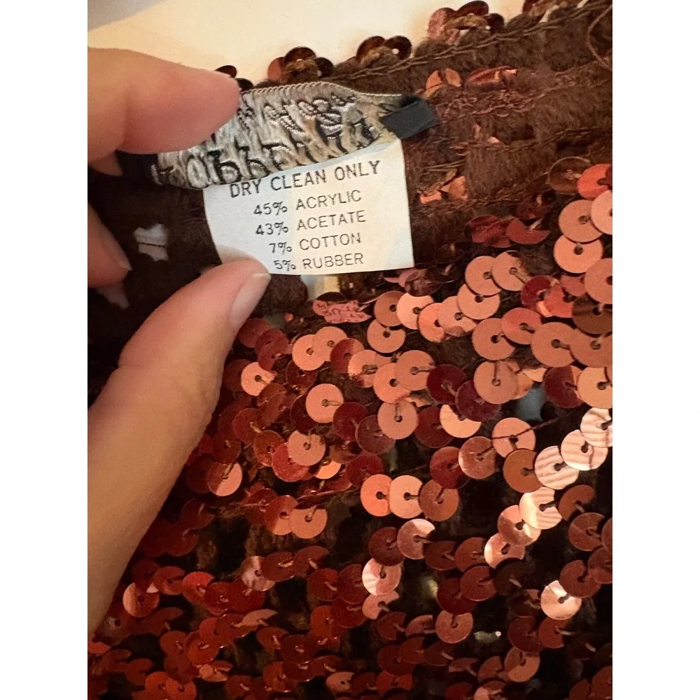 Vintage Toppettes by A. Brod Copper Sequin Top Made in Hong Kong‎ - Picture 4 of 5